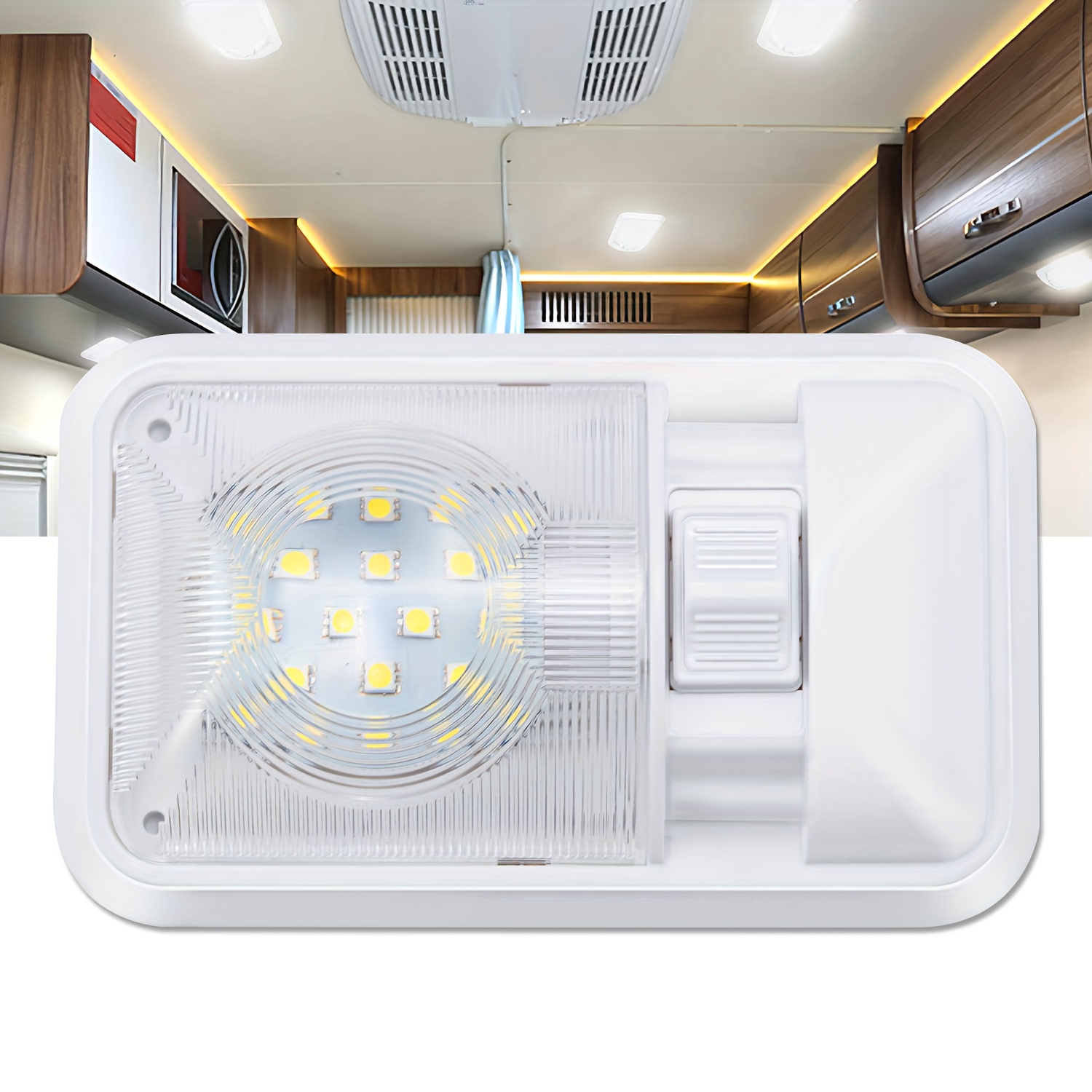Loisirs LED RV LED plafonnier à double dôme avec interrupteur marche/arrêt  éclairage intérieur pour voiture/RV/remorque/camping-car/bateau 12V blanc  naturel - Temu France