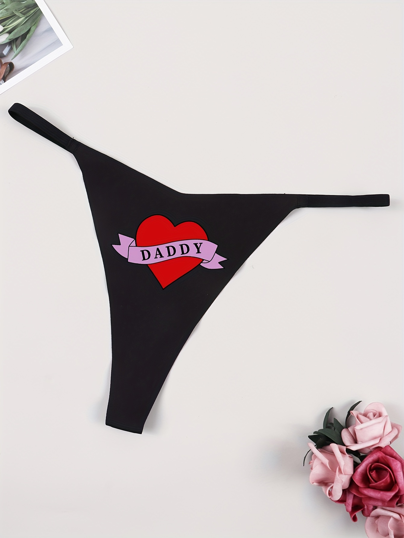 Womens Love Heart Print Ladies Underwear Panties Personalized G  String Low Waist Thongs Shapewear Cutout Breathable Black : Clothing, Shoes  & Jewelry