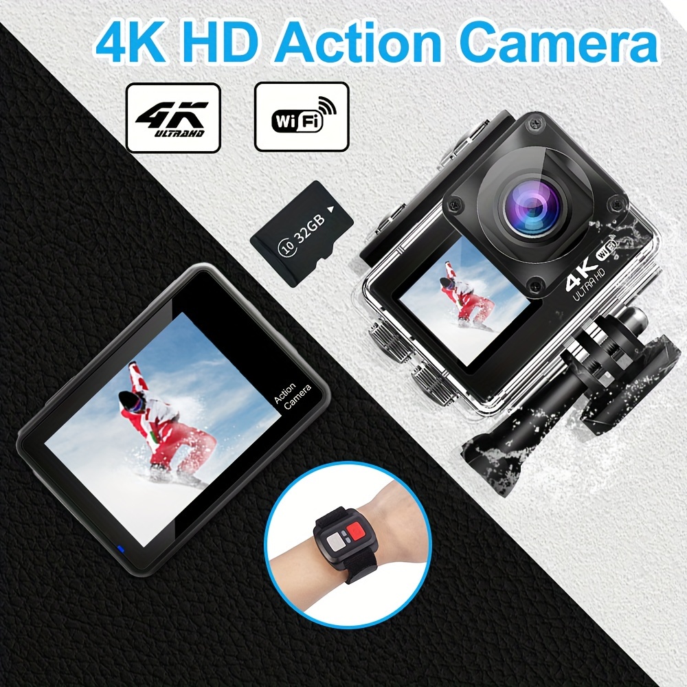 Carte SD 128G - caméra d'action 4K 60FPS, écran 2.0 pouces, Zoom 4x, prise  de vue vidéo, 30m, étanche, gopro, - Cdiscount Appareil Photo