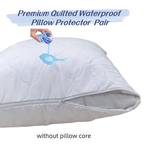 imagen del artículo juego de 2 protectores de almohada de lujo acolchados microdurazno calidad, relleno de 120 g/m²