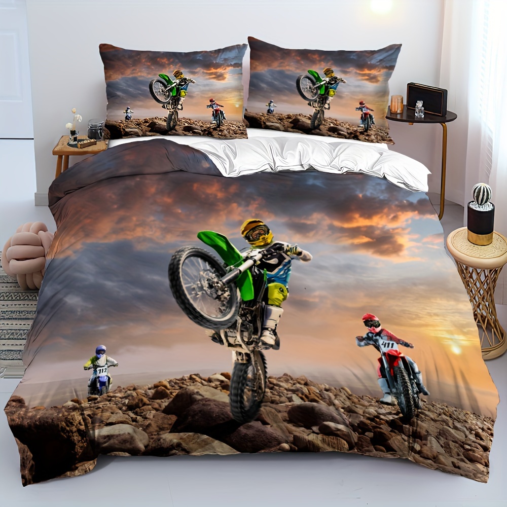 Dirt Bike Comforter Set Twin Motocross Comforter Retro American