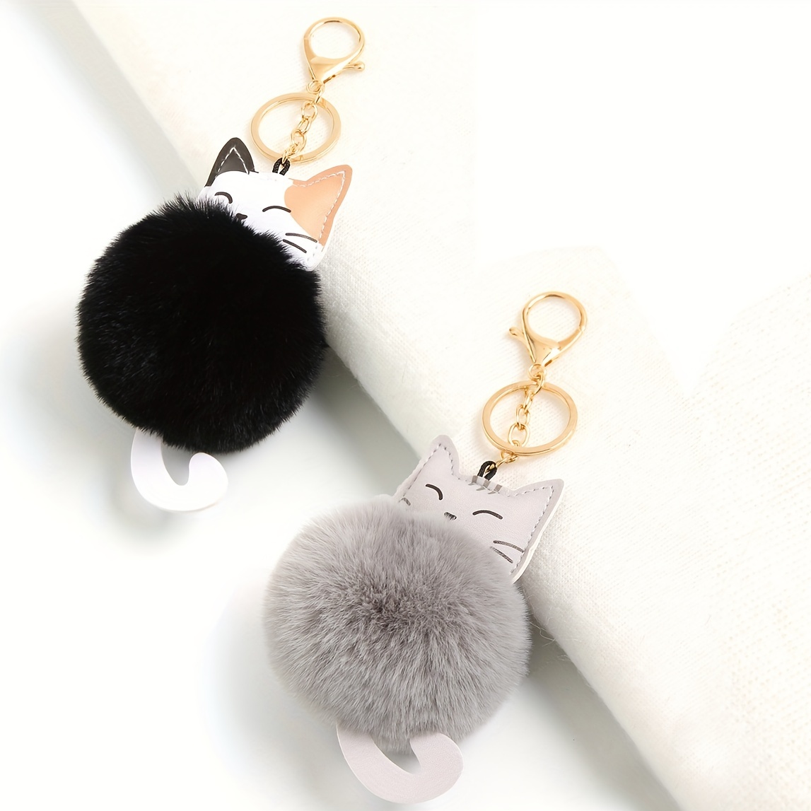Fur Fluffy Ball Keychain PomPom Pendant Key Chains Keyring Bags Decoration
