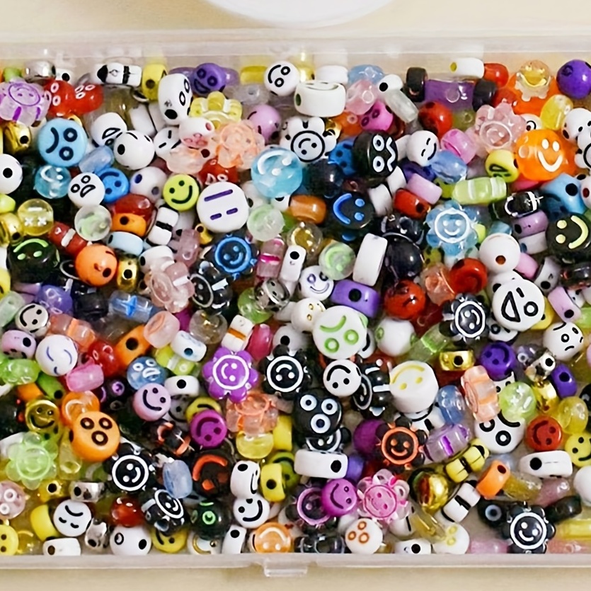 Colorful Smile Face Spacer Beads Mix Flat Acrylic - Temu