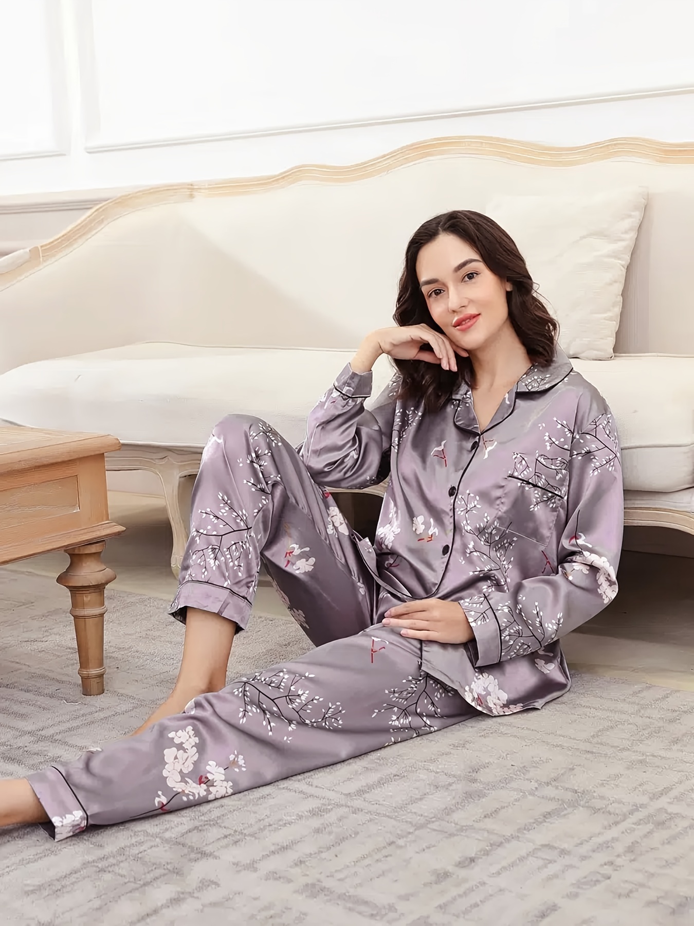 BESTSPR Pajamas for Woman Long Sleeve Womens Pajamas Set Button Down Shirts  and Pants Pajamas Set Nightwear Loungewear S-XL 