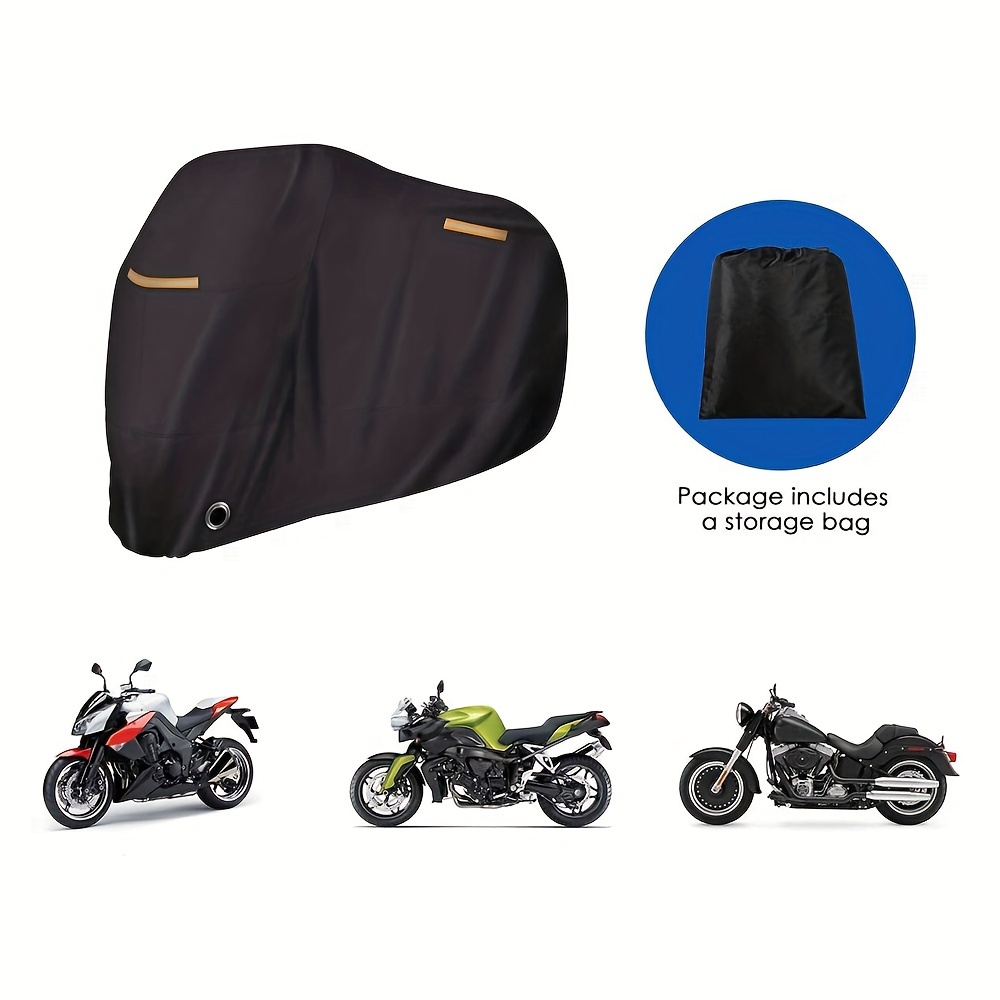 motorcycle cover waterproof sun proof outdoor protection durable night reflective lock hole and storage bag details 2