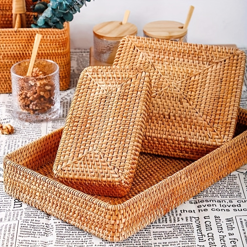 Vintage Handwoven Storage Basket Fruits Plastic Storage - Temu