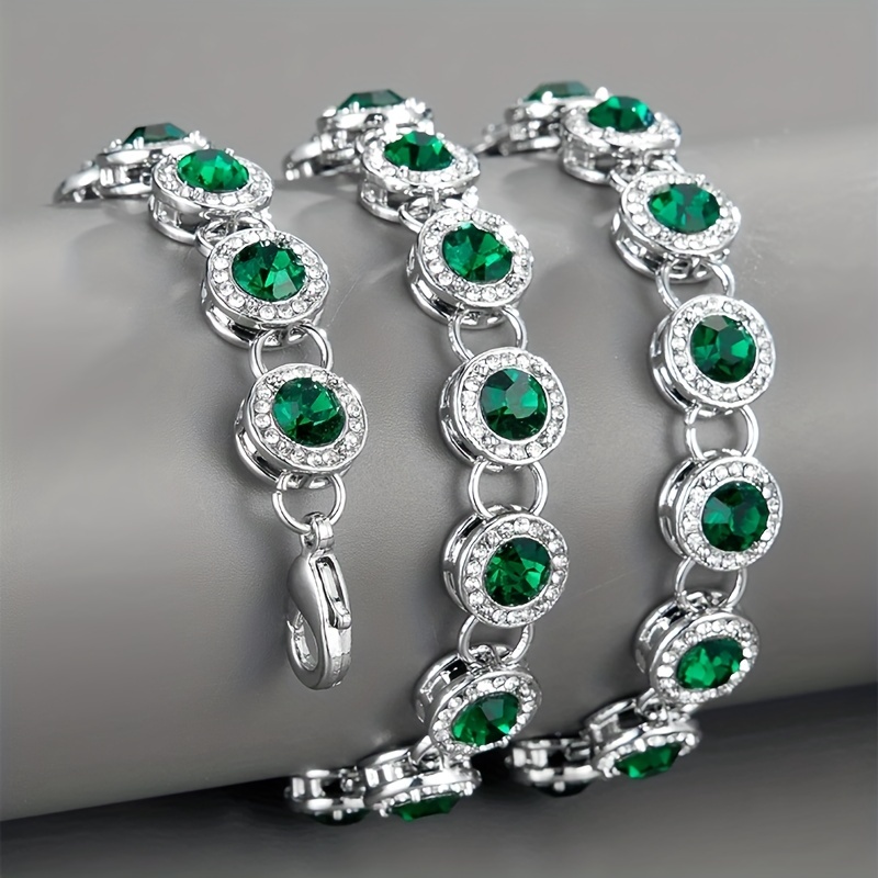 Hip Hop Rap Round Emerald Cuban Chain Necklace