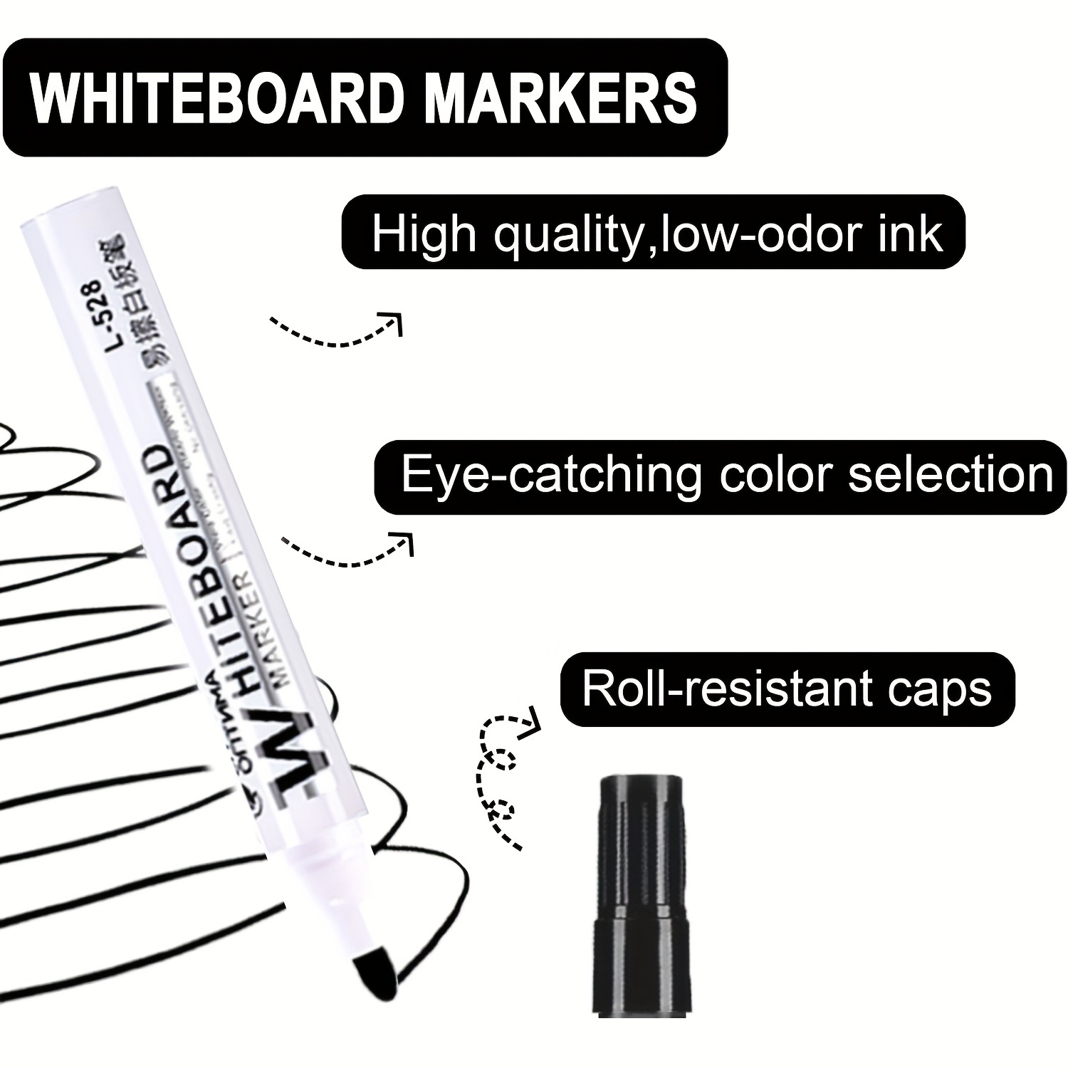 10 pièces stylo tableau blanc effaçable enseignant spécial noir stylo tableau  noir effaçable à base d'eau coloré étudiant non toxique stylo marqueur  d'écriture facile à effacer écriture grosse tête tableau noir effaçable