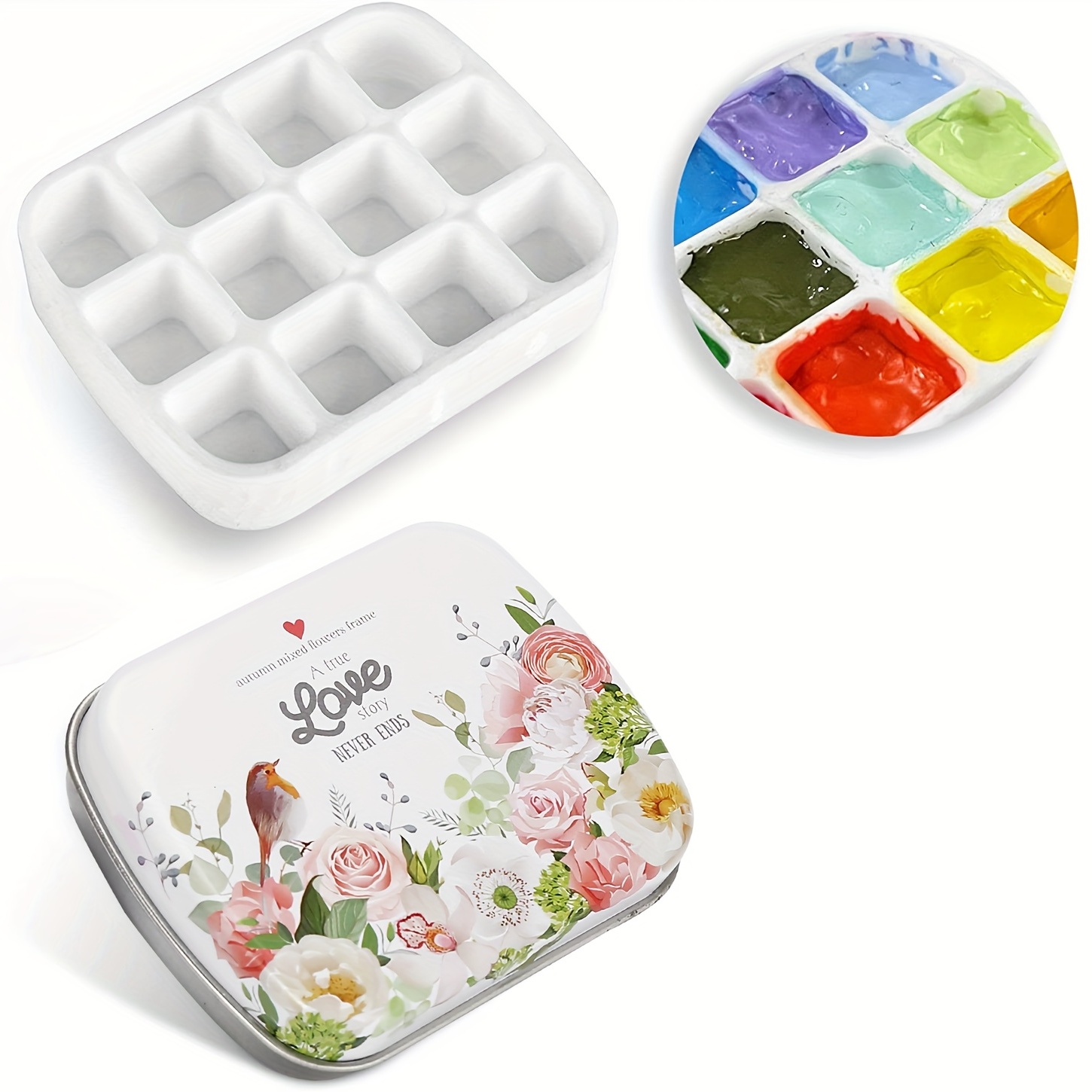 Small Tin Box Empty Watercolor Palette Paint Mixing Cups - Temu