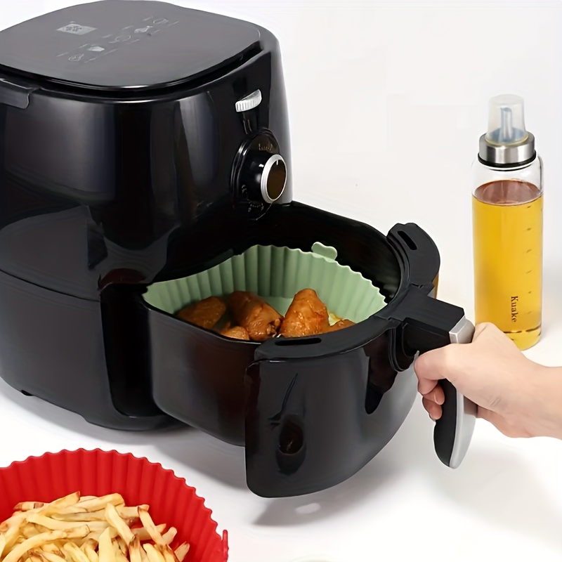 Reusable Silicone Air Fryer Pot With Heat-resistant Handle And Liner -  Square Baking Tray For Oven, Microwave, And Air Fryer - Non-stick Basket  For Healthier Cooking - Temu