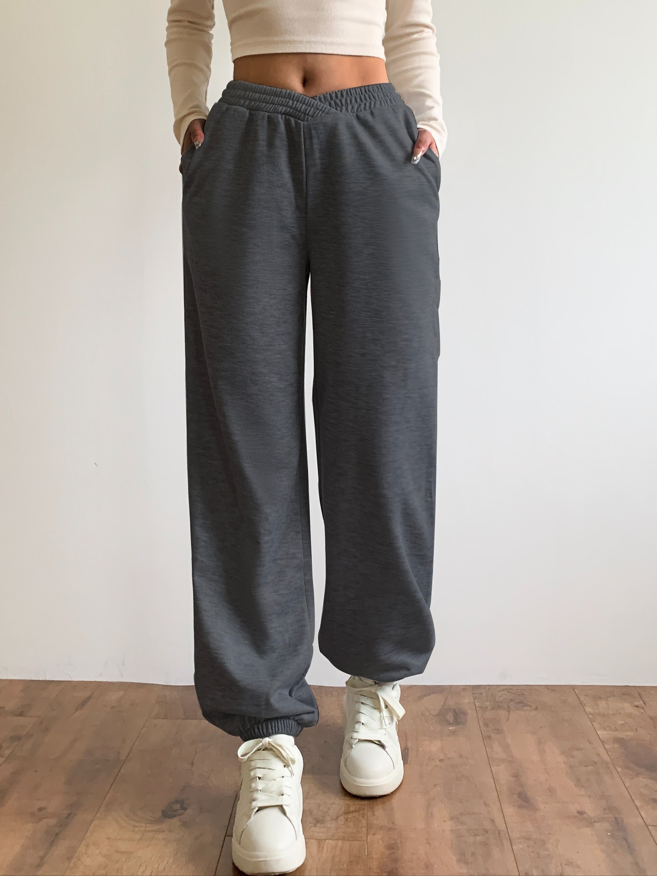 Solid Loose Basic Jogger Sweatpants Versatile Comfy Pants - Temu Canada