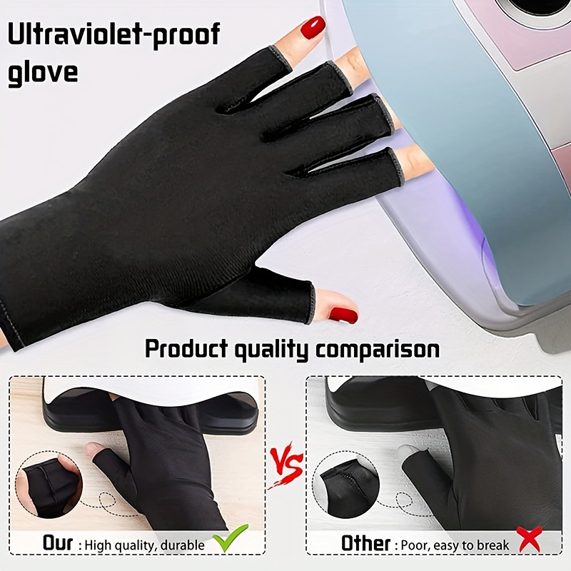1 Pair UV Protection Gloves Nail Light Nail Gloves UV Protection Gloves  Fingerless UV Light Gloves For Gel Nail Light Hand UV Protection Gloves