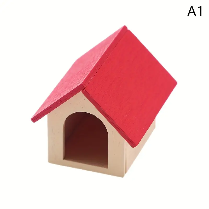 Dollhouse Dog House Toy Accessories Mini Wooden Kennel Model - Temu