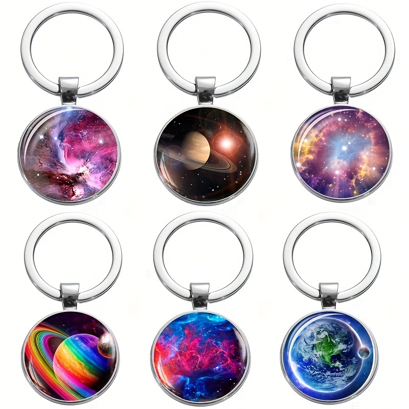 Glass Ball Solar System Keychains Gift Set Earth/Saturn/Sun/Mars/Mercury/Jupiter/Moon,Trinkets,Temu