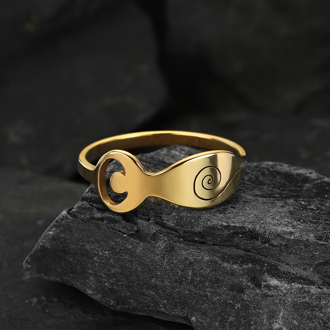 Wicca Spiral Goddess Ring Men Stainless Steel Ring