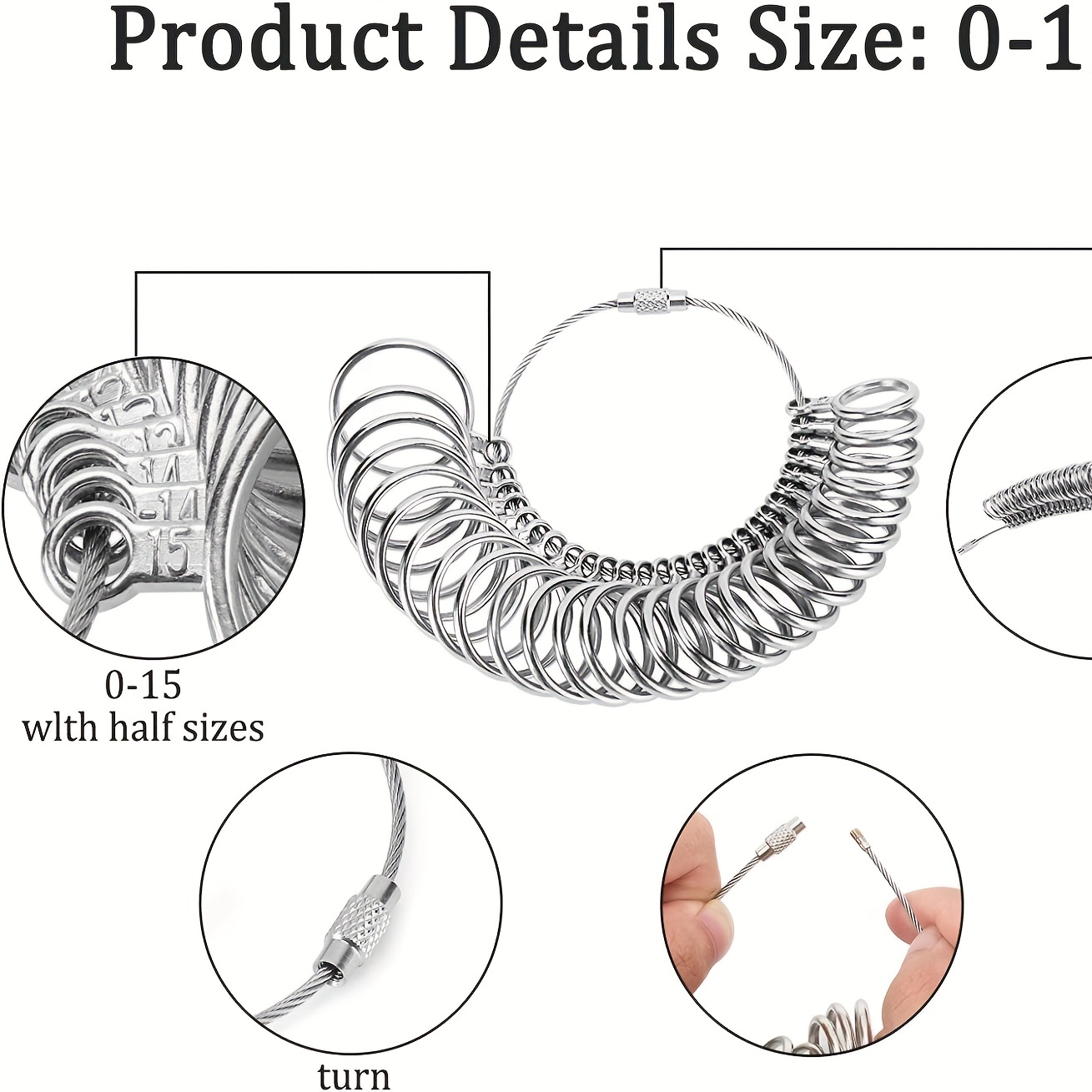 Ring Sizer Measuring Tool Kit,Metal Ring Sizers For Measuring,Finger Size  Gauge Measure Tool