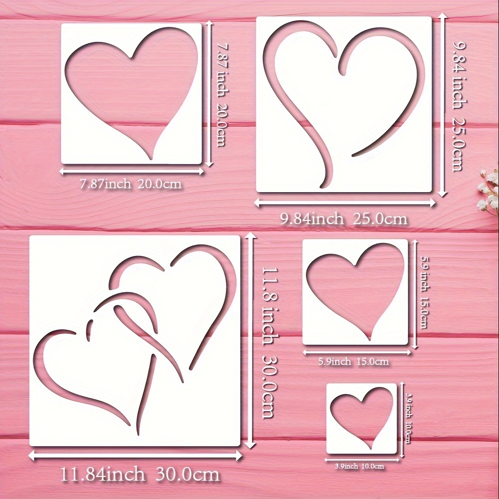Heart Painting Stencil Reusable Double Hearts Stencils For 4 - Temu