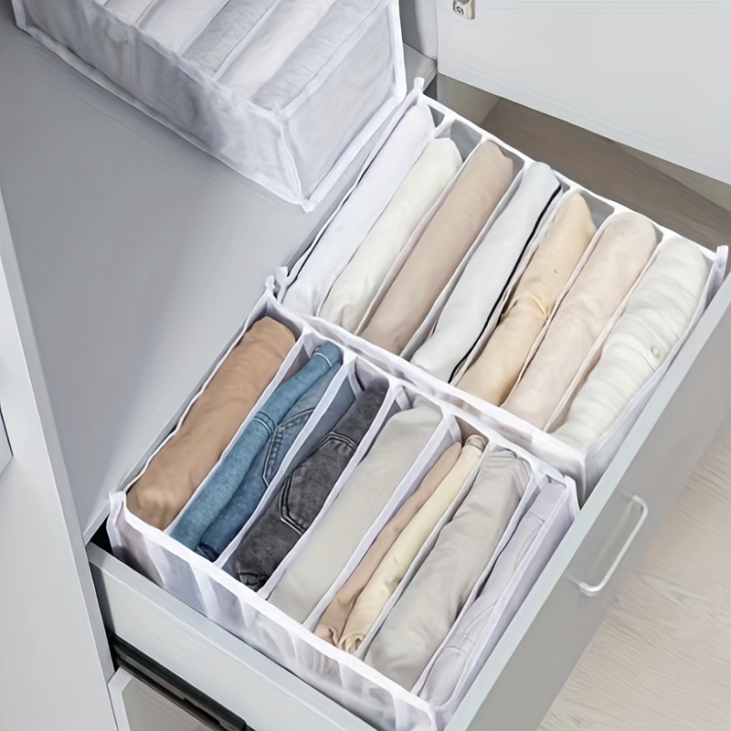 Closet Organization and Storage Bins Moving Tote Box Storage Trouser Clothes Mesh Compartment Box Storage Compartment Bag Drawer Storage Bags Folded