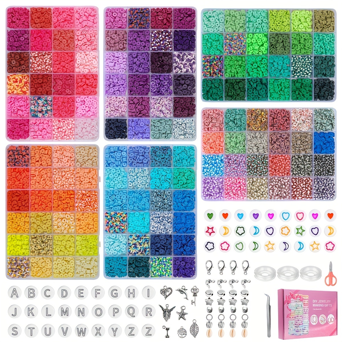 Diy Clay Beads Set For Bracelet Making Kit Colorful Flat - Temu United  Kingdom