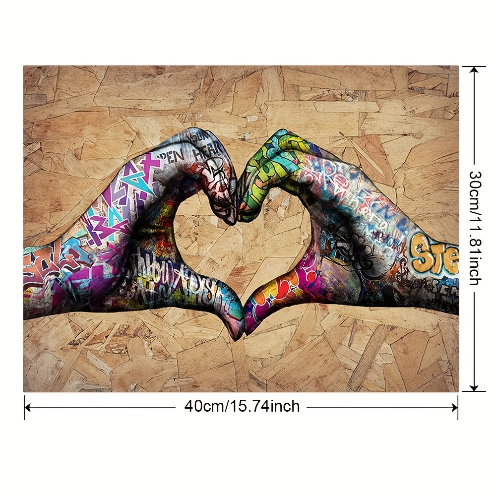 Graffiti Gesture Heart Canvas Painting Love Hands Poster Wall Art