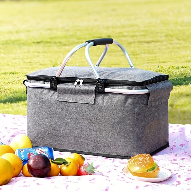 TureClos Lunch Box Bag Aluminum Foil Thermal Insulation Food Cooler Bags  Oxford Cloth Picnic Storage Container Tote Case for Travel Yellow Green L 