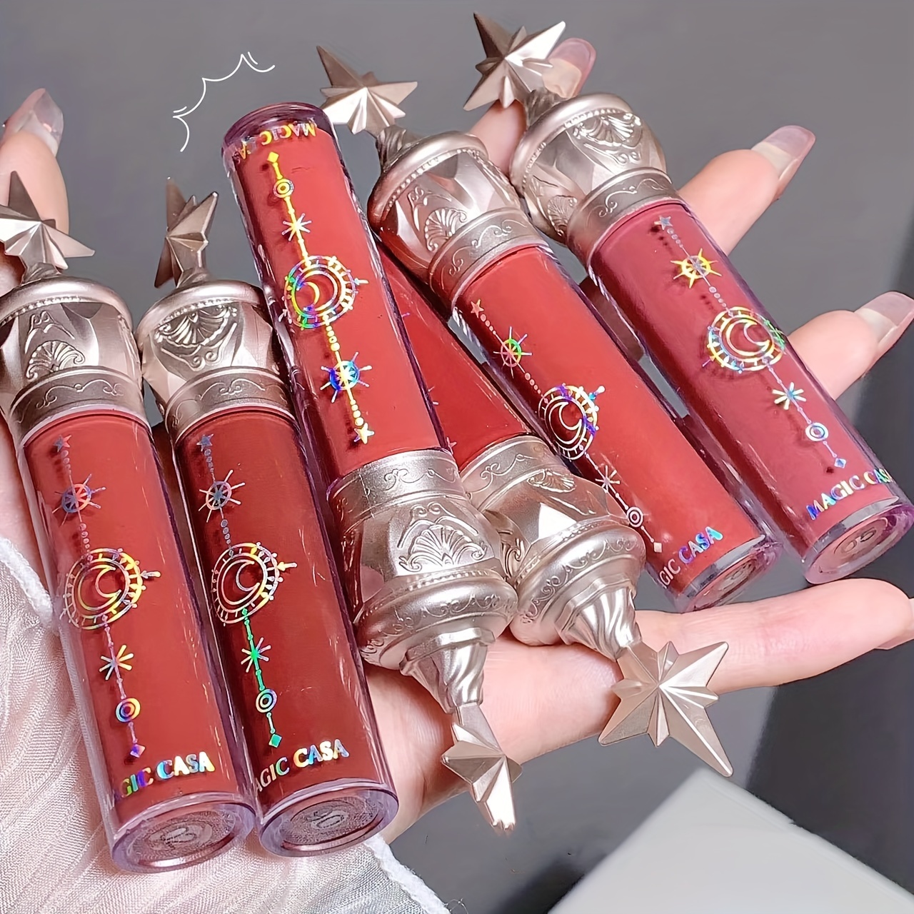 3pcs Little Star Stick Mirror Lip Glaze Hydrating Lip Gloss