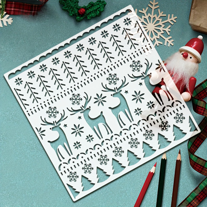 24 Pcs Stencils, FGSAEOR Christmas Stencils for Painting on Wood Reusable 3  inch Small Christmas Stencil Set Santa Claus Tree Snowflakes Snowman for