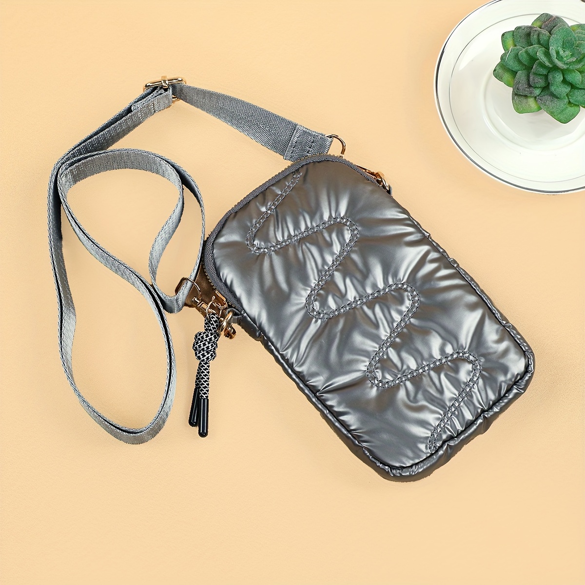 Mini Puffer Crossbody Bag Soft Padded Mobile Phone Bag Temu