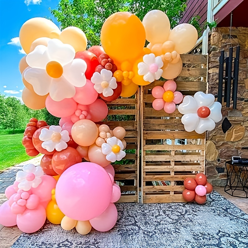 Pastel Rainbow Birthday Decorations for Girls, Happy Birthday Party Decorations, Macaron Pastel Daisly Flower Spring Balloons Garland Arch Kit