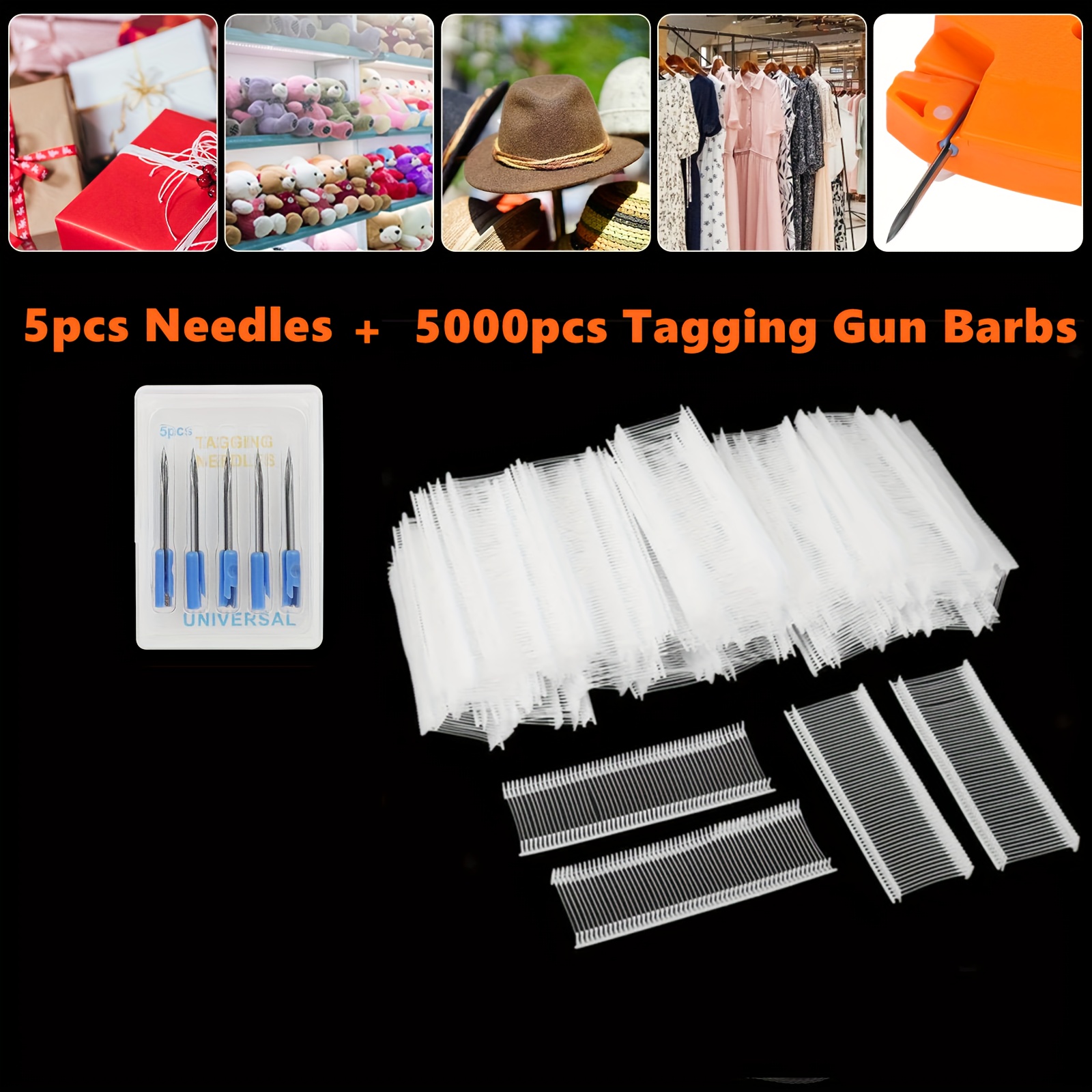Tagging Gun for Clothing with 5 Needles, 1000 Barb Fasteners and