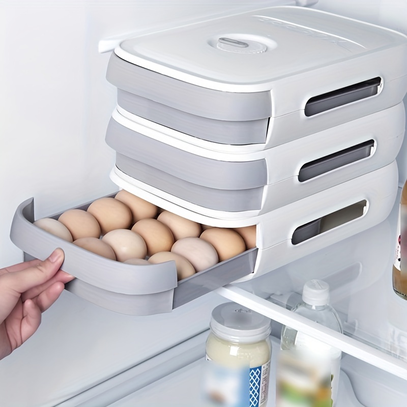  Pursue Caja de almacenamiento para refrigerador, caja de  frigorífico de jamón con tapa, apilable para guardar carne, queso,  contenedor de almacenamiento de alimentos, caja de frescura de huevos,  organizadores de refrigerador