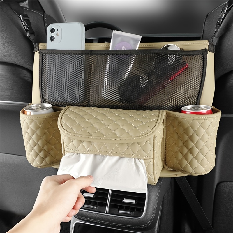 Car Back Seat Storage Bag Pu Leather Storage Organizers Bag - Temu