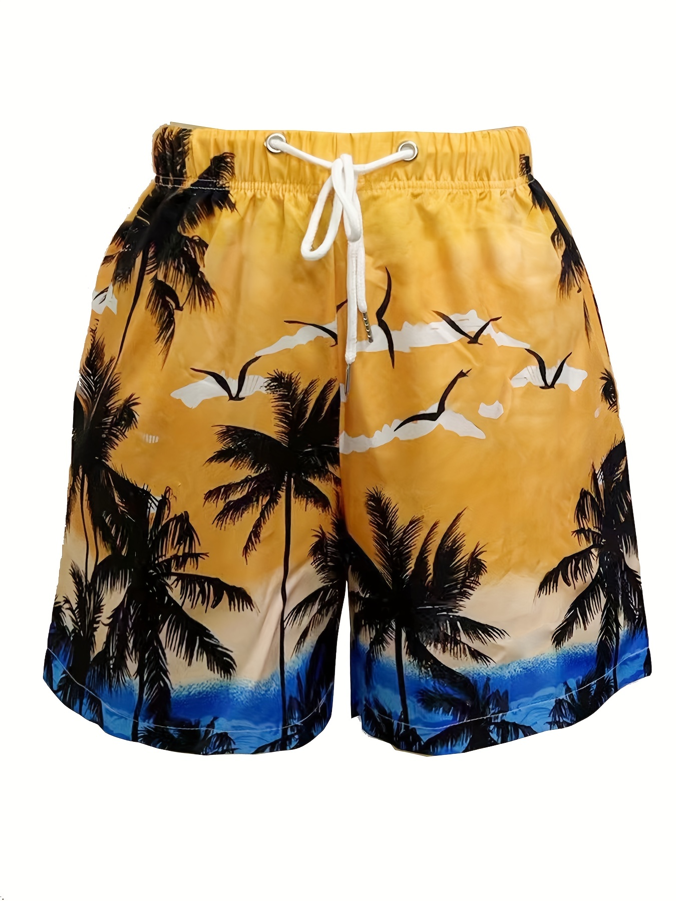 Palm Tree Print Quick Dry Summer Mens Siwmwear Beach Board Shorts