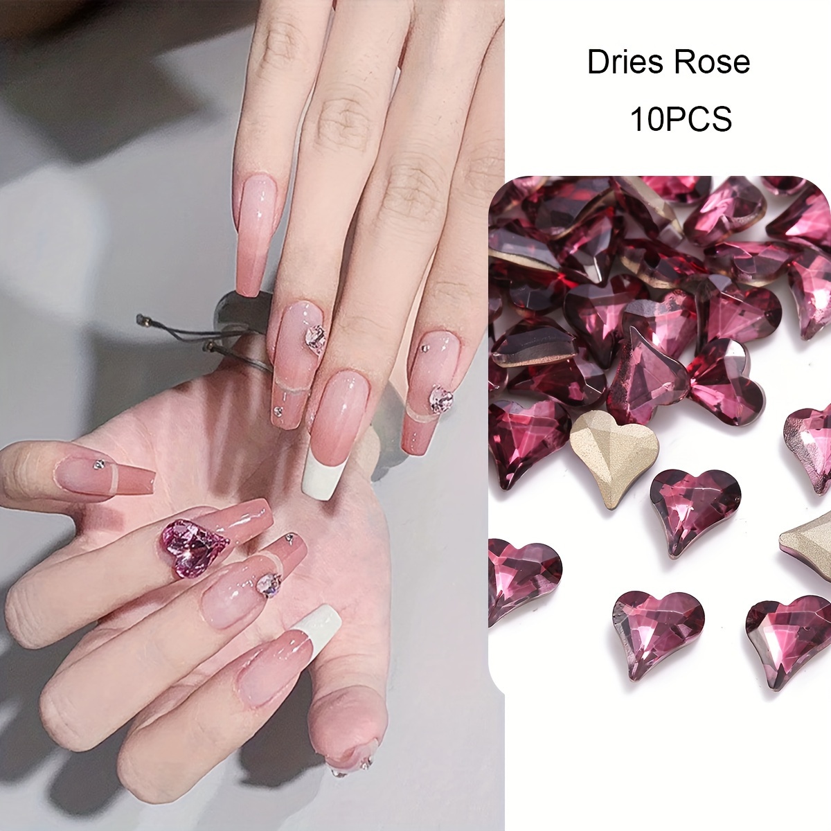 crystal heart nails  Nails design with rhinestones, Diamond nail designs, Heart  nails