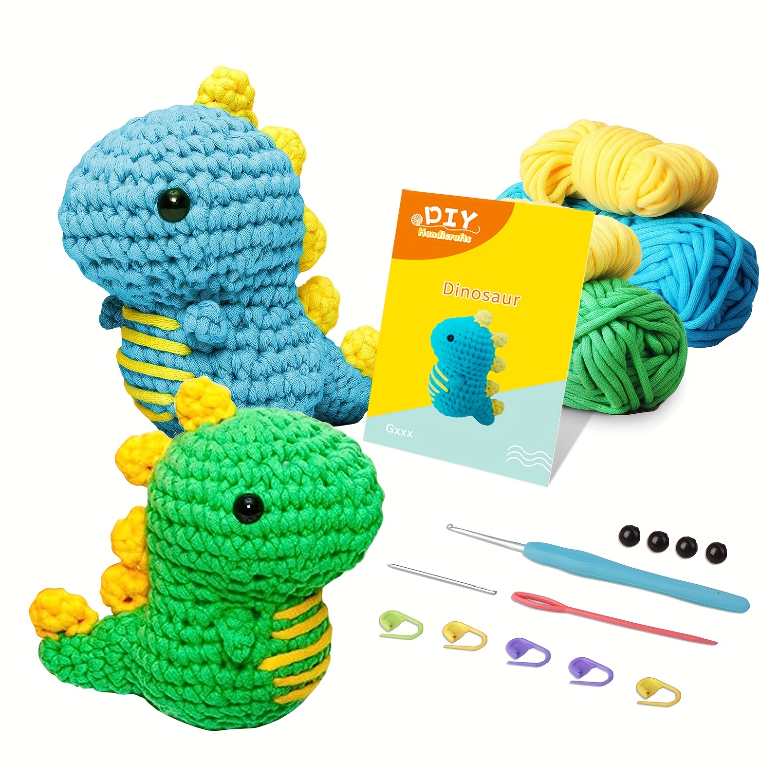 CvYamku Crochet Kit for Beginners, Crochet Animal Kit, Crochet Set with  Step-by-Step Video Tutorials - Children Birthdays Gifts (1PC Dinosaur)