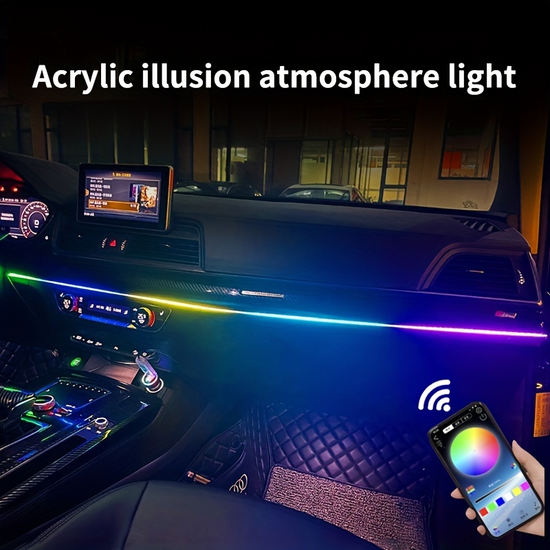 Tira De Luces LED Acrílicas para Interior De Coche, Universal 18 En 1  Symphony RGB, Luces De Ambiente LED para Coche, Fibra De Guía Acrílica LED