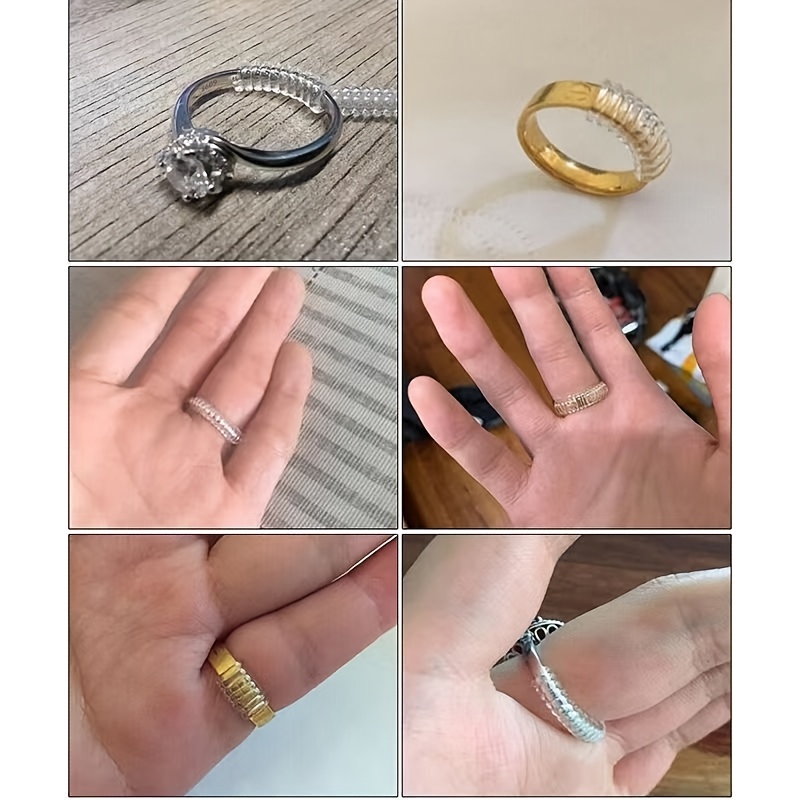 6 piezas de ajustadores de anillo para anillos sueltos, anillo de silicona  en espiral, reductor de tamaño de anillo de 2 tamaños diferentes para