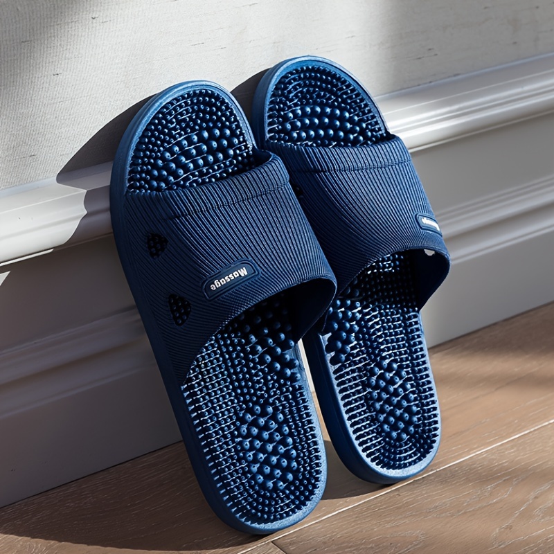 unisex pvc massage slippers non slip odor resistant soft sole indoor  outdoor slippers for men and women blue and summer house slippers textured  sole design pvc material slippers house slippers - men's