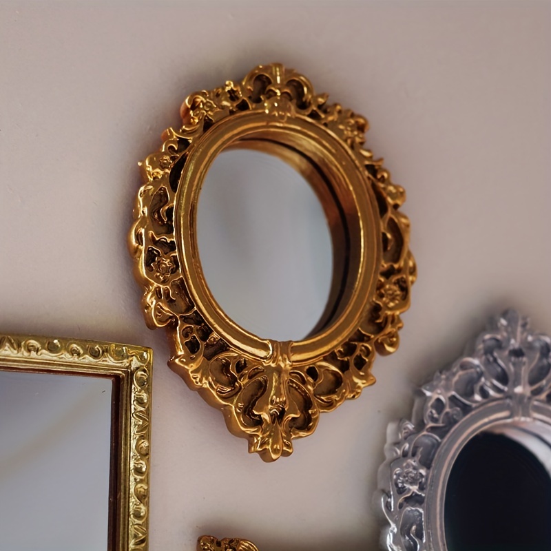 DOITOOL 5 piezas de mini espejo decorativo pequeño espejo de pared adorno,  mini accesorios de casa, espejos vintage en miniatura, espejos hechos a