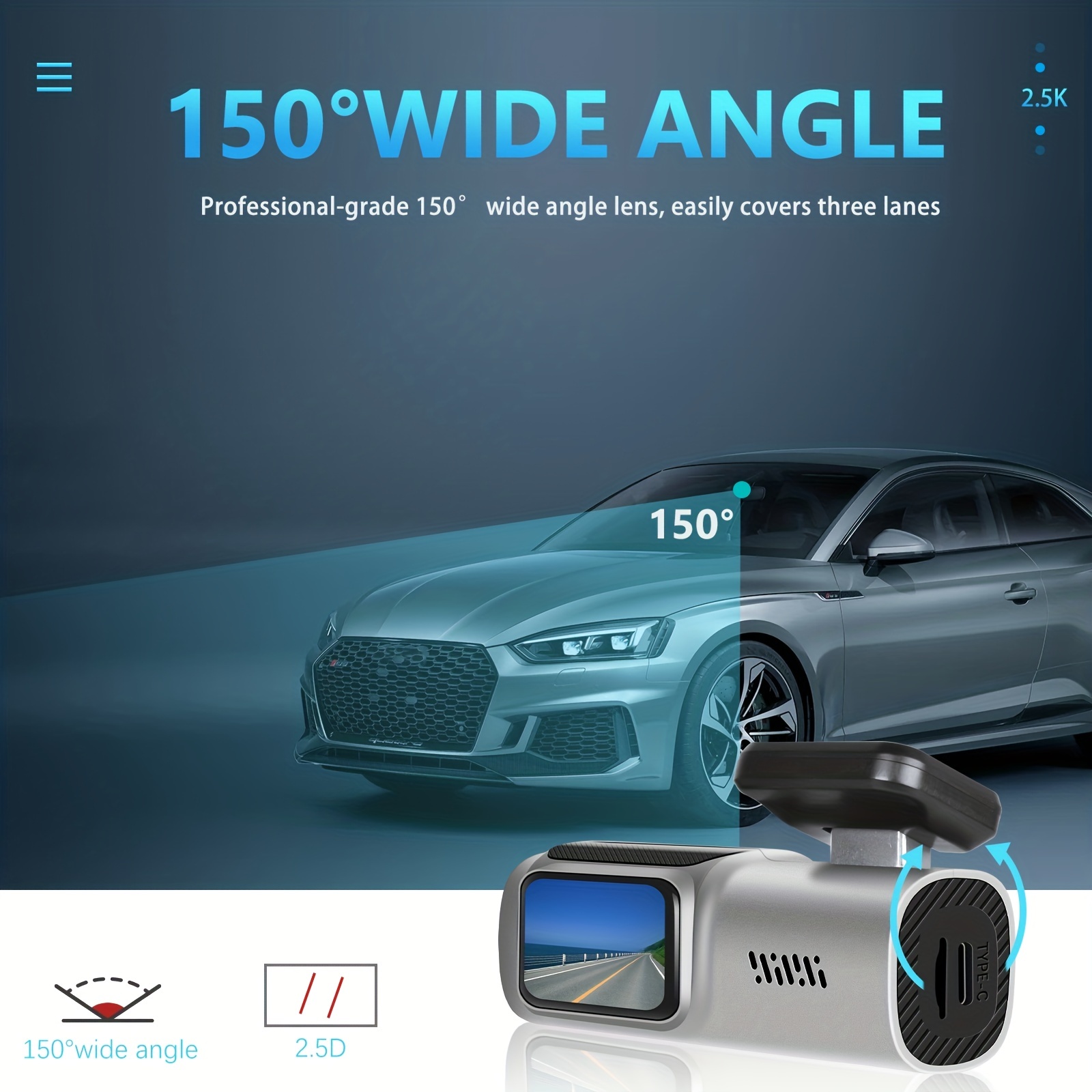 Hd Ips Screen Dash Cam 2k Wifi Front Car Camera Dash Camera, Car Driving  Recorder With App, Gravity Sensor - Temu