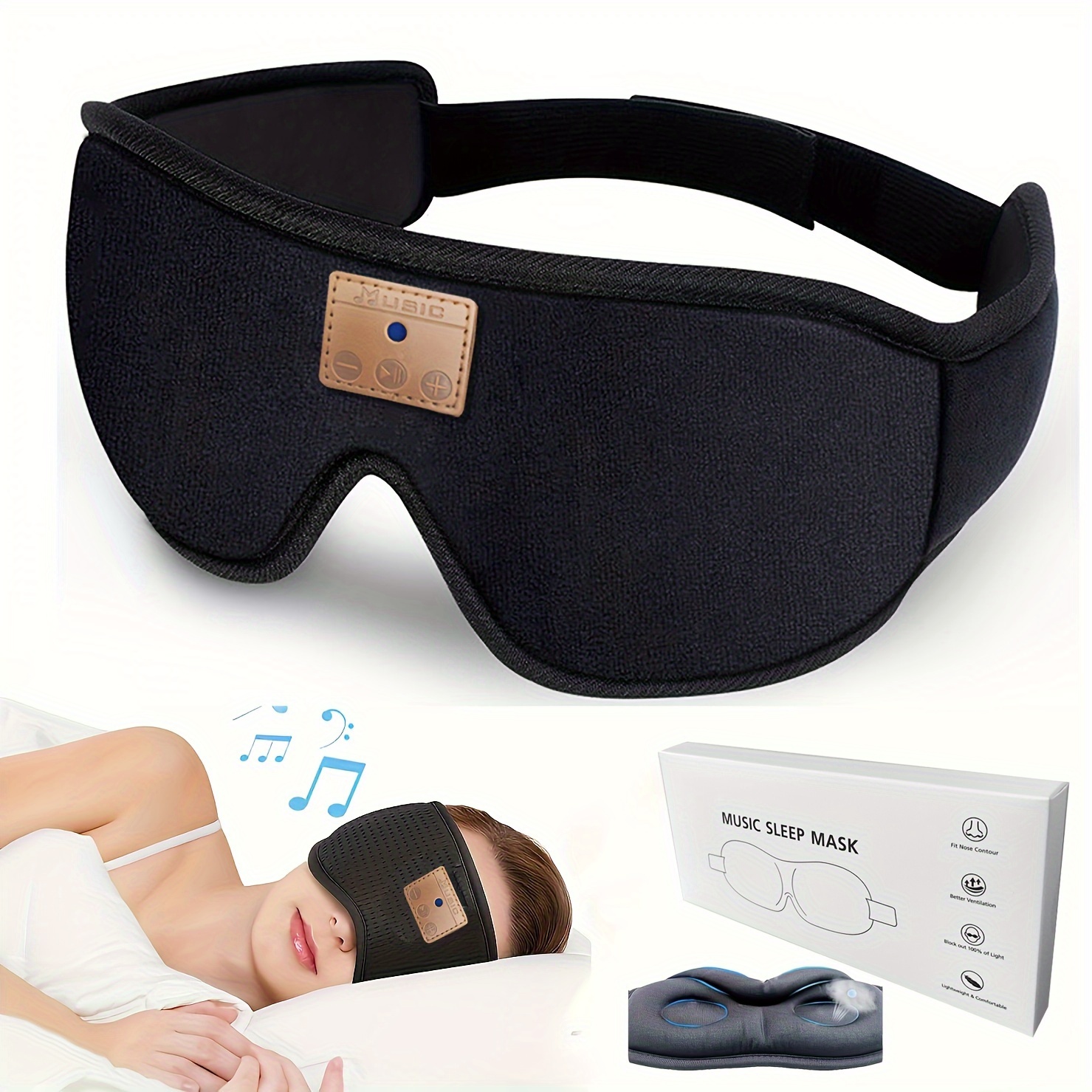 MUSICOZY Sleep Headphones Bluetooth Headband Sleeping Headphones Sleep  Mask, Wireless Sleep Mask Earbuds for Side Sleepers Men Women Office Nap  Air