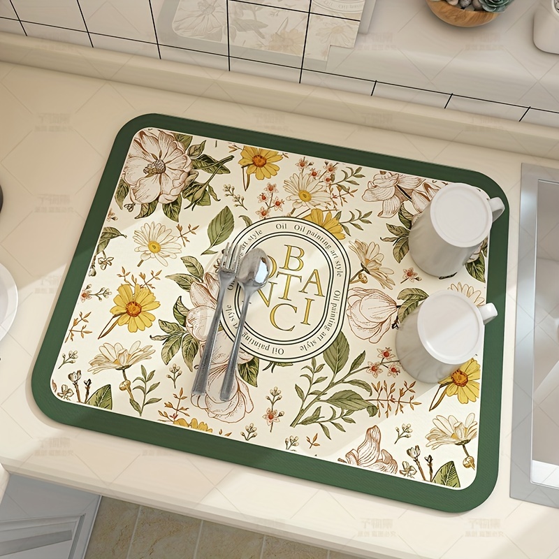 Rubber Dish Drying Mat Kitchen Countertop Drain Pad