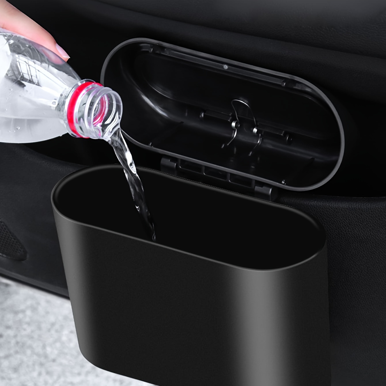Portable Car Dustbin with Lid Car Trash Can Mini Garbage Bin for Automotive  Car-Luxury Car Trash Dustbin