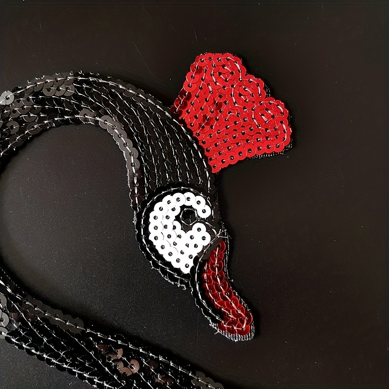 Sequins Swan Custom Patches Iron on Applique-Black