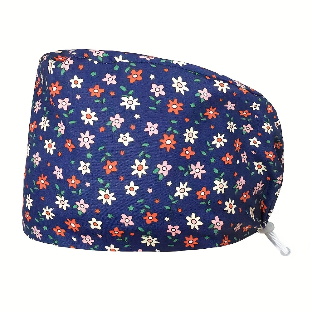 Printed Adjustable Work Cap Scrub Nurse Hat Men Women