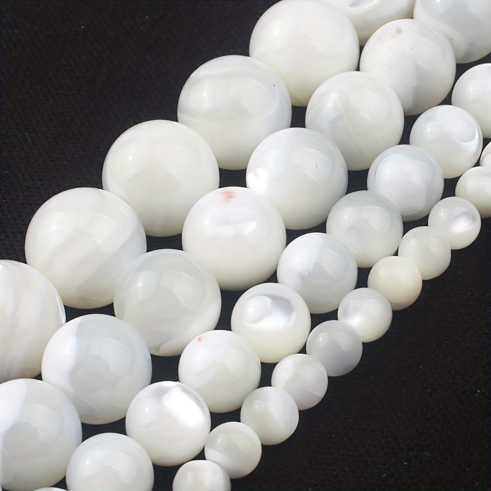 Natural White Mother Of Pearl Shell Beads Round Shells Loose - Temu