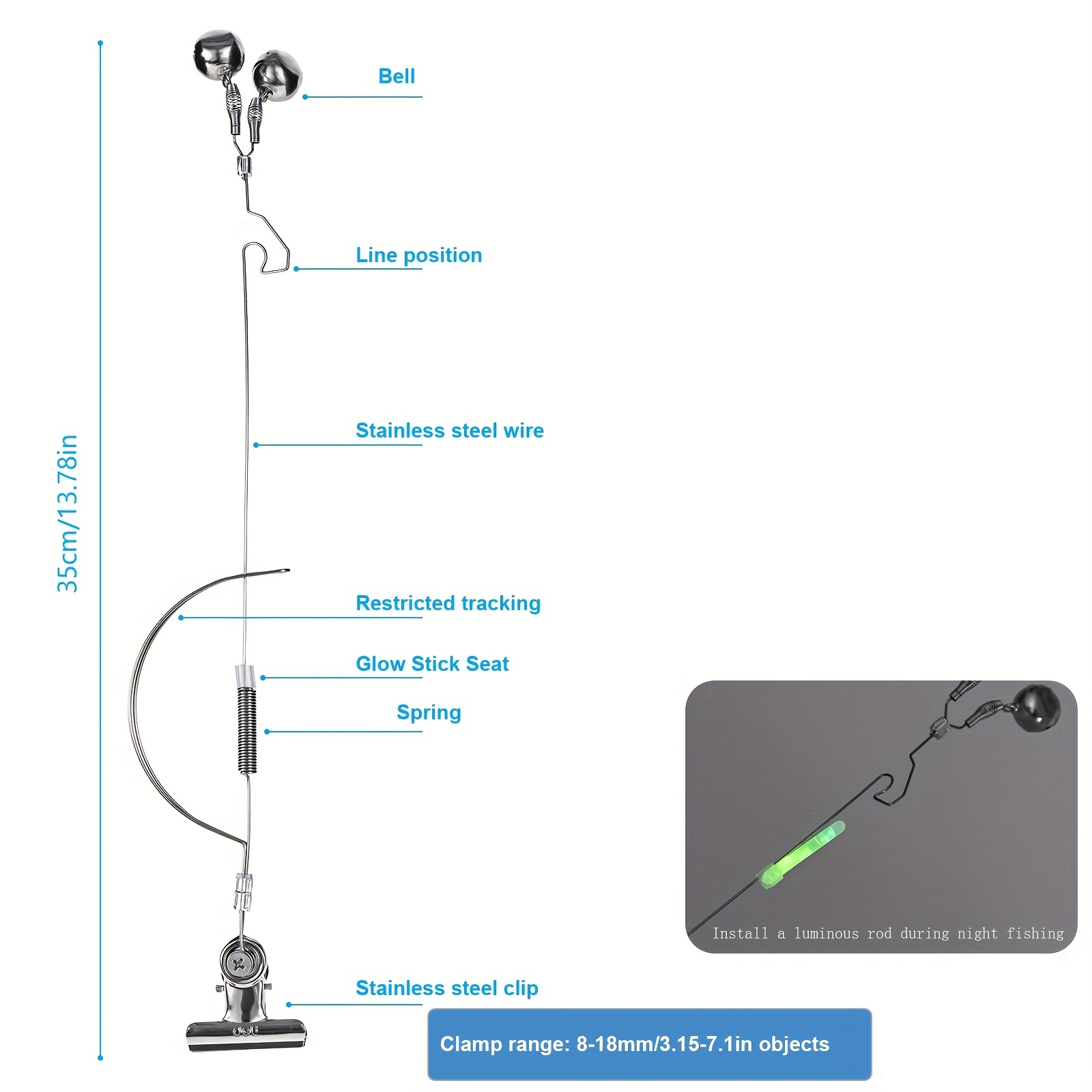 Dual Fishing Rod Alarm Bells Stainless Steel Clip Indicator - Temu