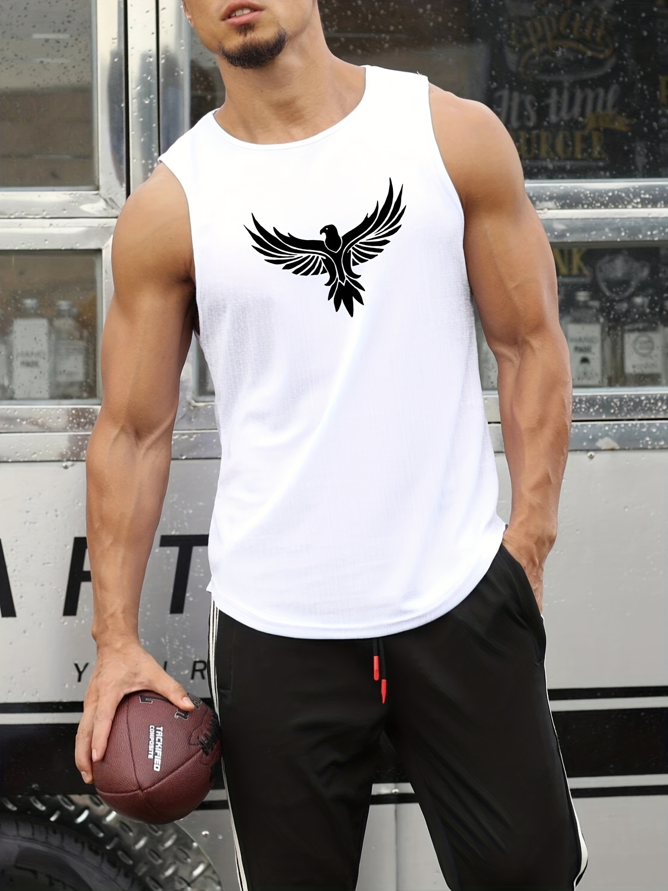 Low Side Breathable Tank Top, Men's Casual Round Neck Tank Top For Summer  Gym Workout Training