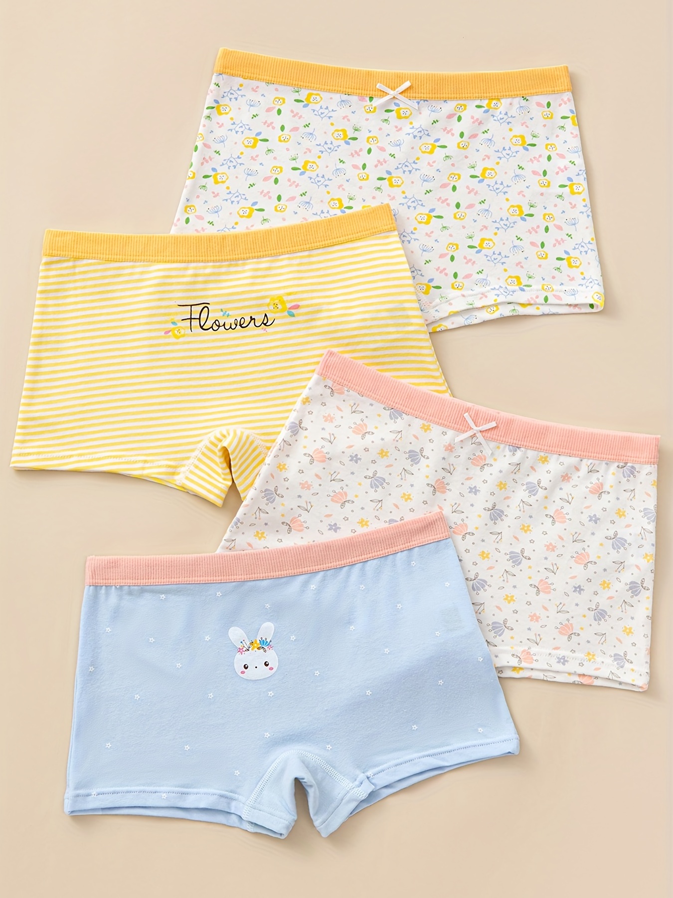 4pcs Girl's Cotton Boxer Briefs, Candy Color Elastic Waist Shorts, Comfy  Breathable Soft Underwear, Kids Clothes