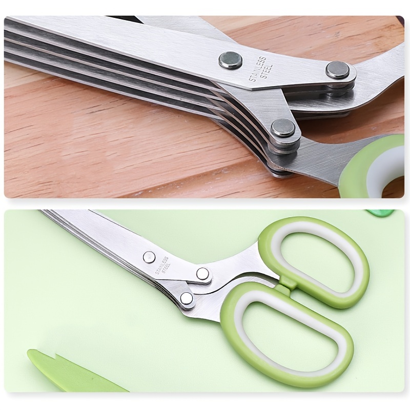 1pc Stainless Steel Multi Blade Herb Scissors With Cleaning Comb Used For  Cutting Cilantro, Green Onion, Etc.